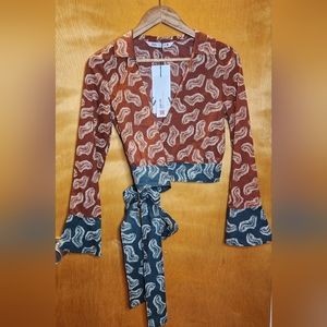 NWT ZARA Boho Wrap Top size XS